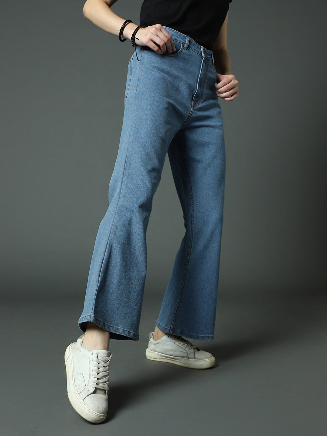 Women Clean Look High-Rise Light Fade Flared Stretchable Jeans