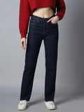 Women Straight Fit High-Rise Clean Look Stretchable Jeans