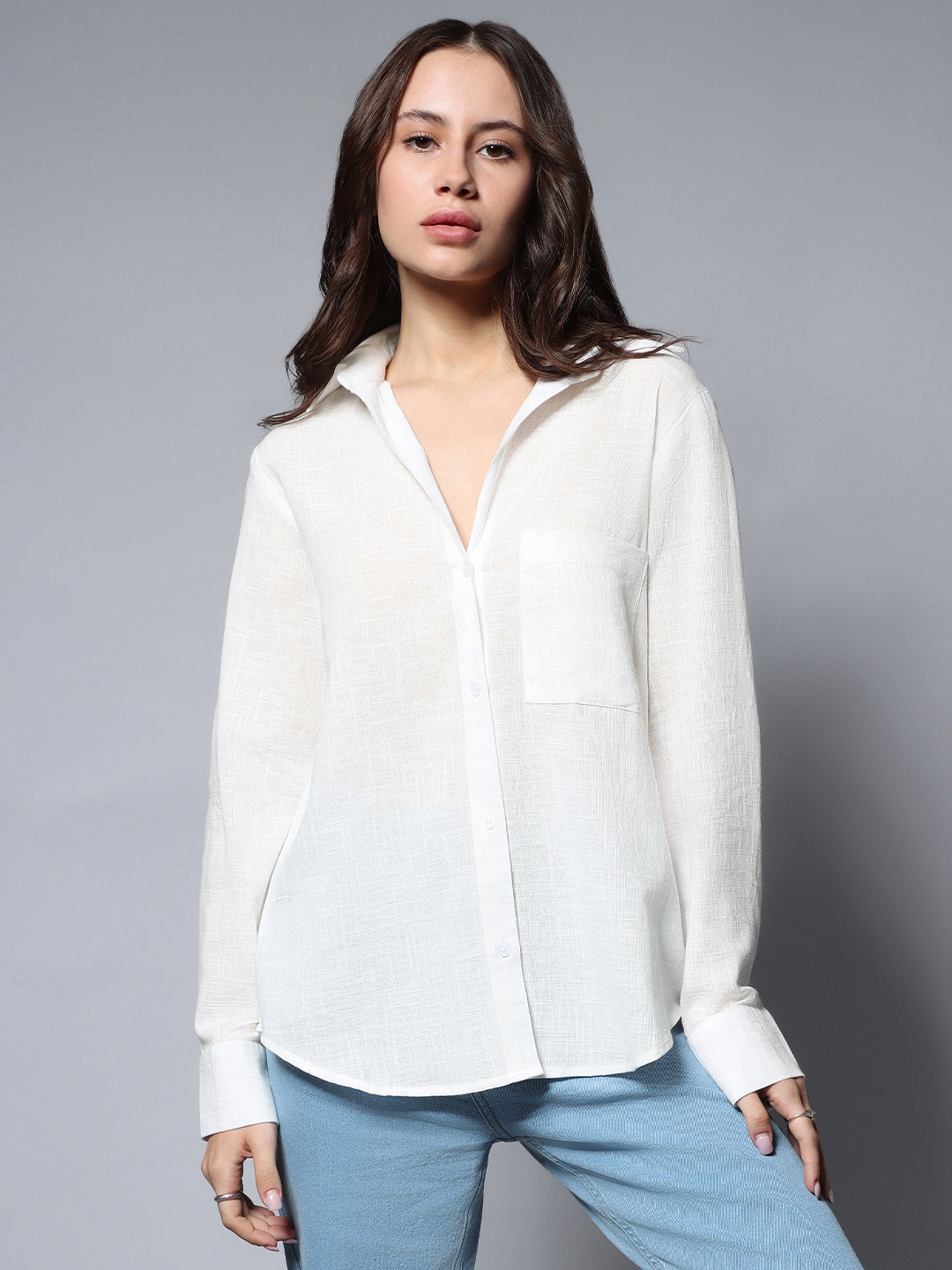 Long Sleeves Solid Oversized Casual Shirt