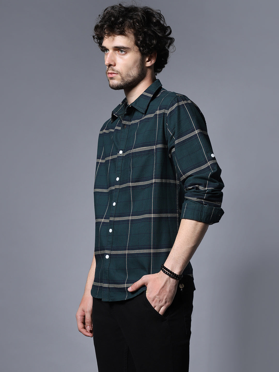 Classic Windowpane Checks Opaque Pure Cotton Casual Shirt