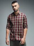 Classic Tartan Checks Spread Collar Long Sleeves Cotton Casual Shirt