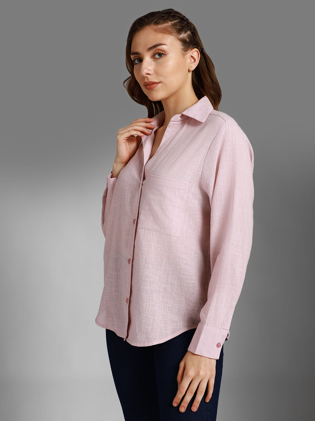 Classic Spread Collar Pure Cotton Casual Shirt