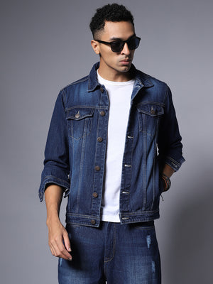 Men Regular Fit Full Sleeve Collared Denim Jacket