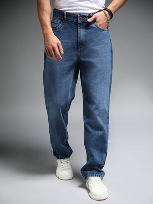 Men Straight Fit Mid-Rise Light Fade Clean Look Cotton Jeans