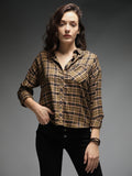 Standard Tartan Checks Spread Collar Long Sleeves Cotton Casual Shirt