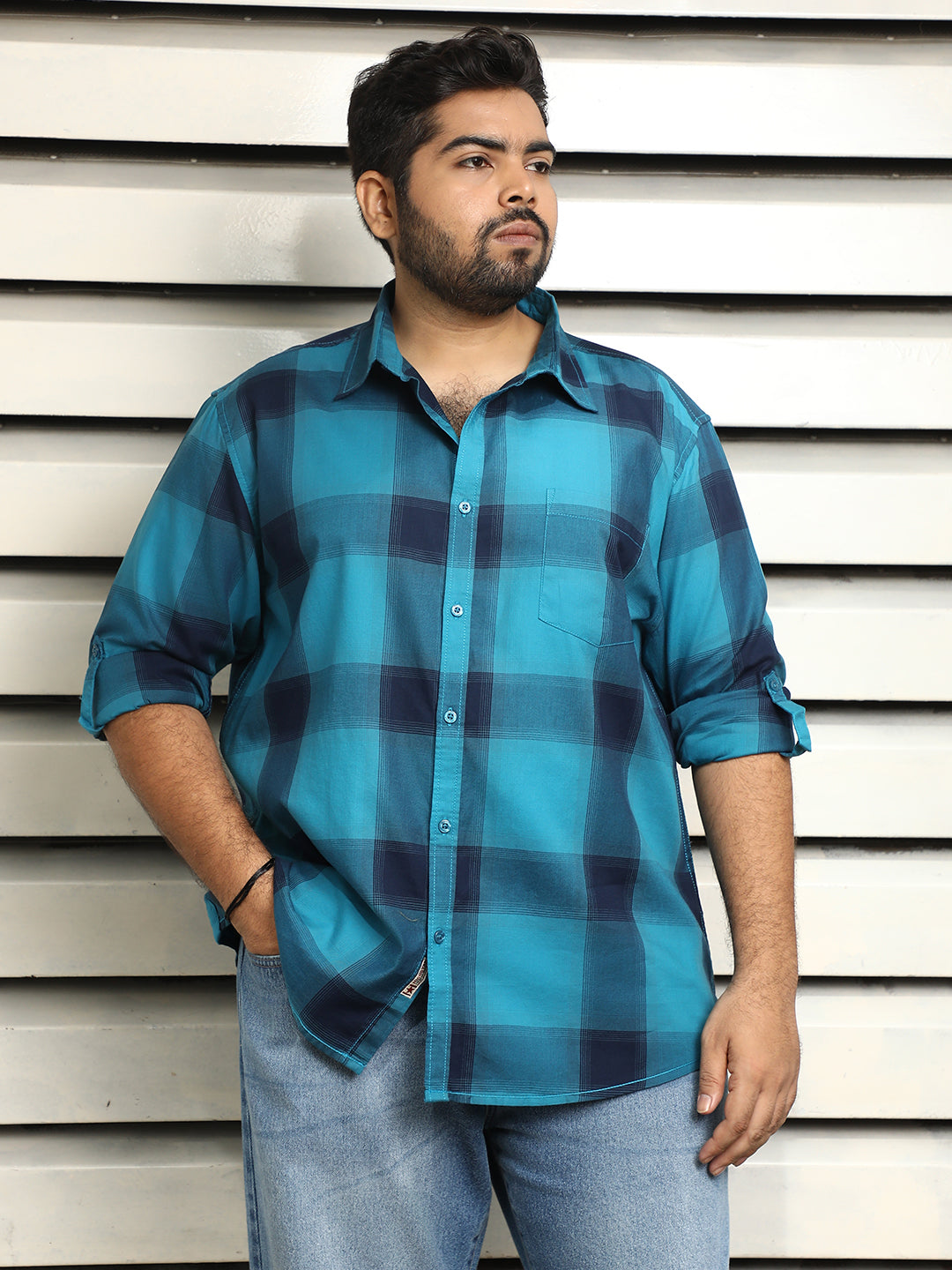 Plus Size Men Checked regular fit Casual Shirt