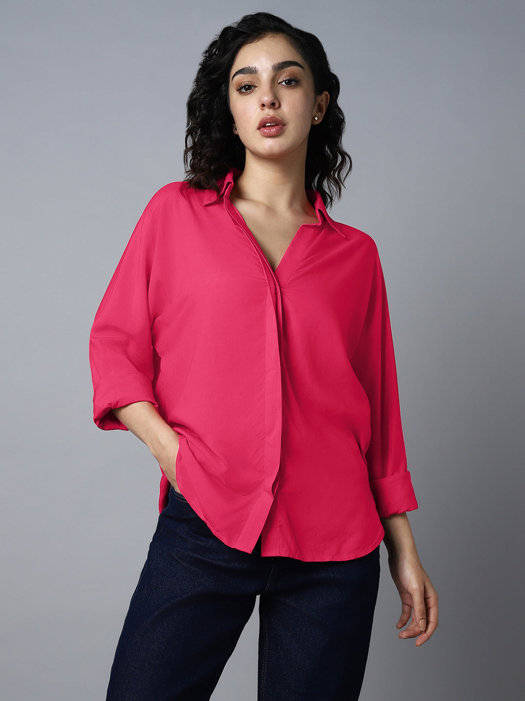 Long Sleeves Solid Oversized Casual Shirt