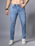 Men Straight Fit Mildly Distressed Light Fade Stretchable Jeans