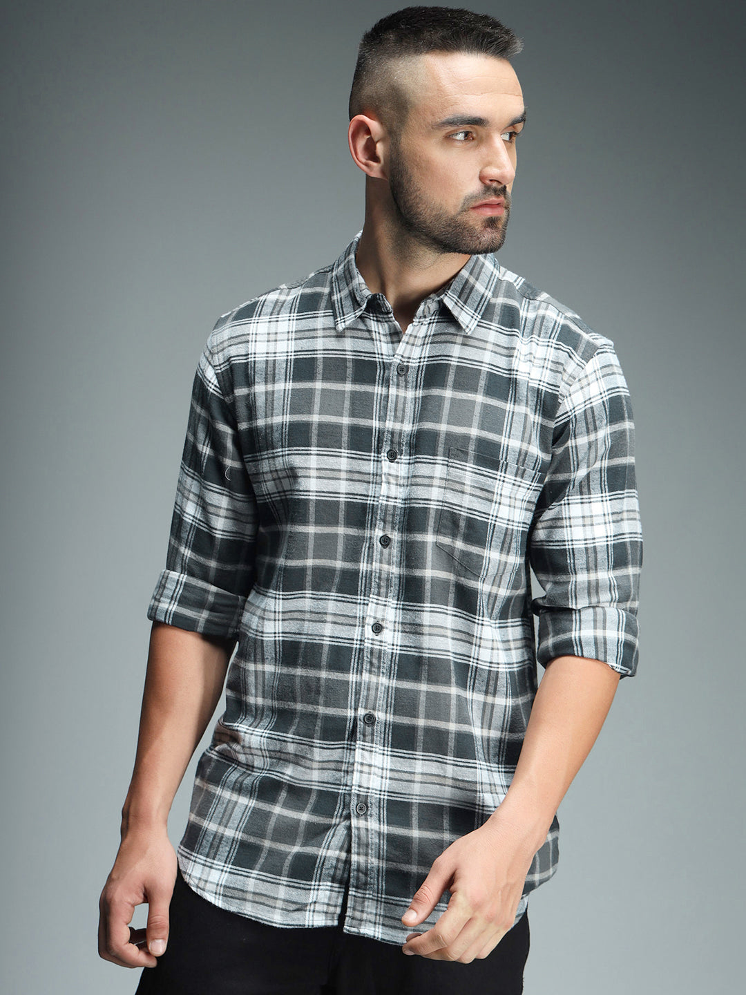 Classic Fit Tartan Checked Casual Pure Cotton Shirt