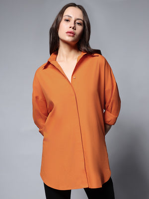 Long Sleeves Solid Cotton Oversized Casual Shirt