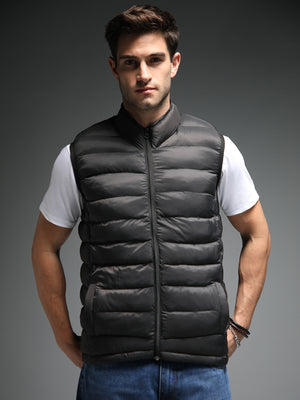 Mock Collar Sleeveless Puffer Jacket