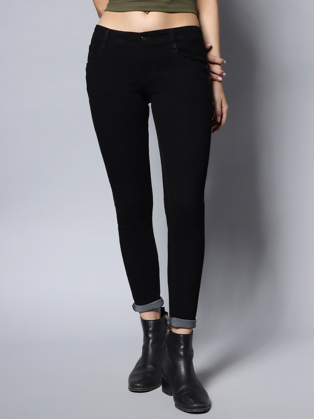 Women Black Slim Fit Mid-Rise Clean Look Stretchable Jeans