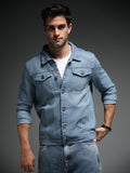 Spread Collar Long Sleeves Cotton Denim Jacket