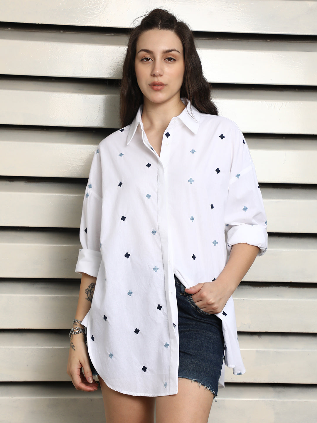 Classic Spread Collar Cotton Casual Shirt