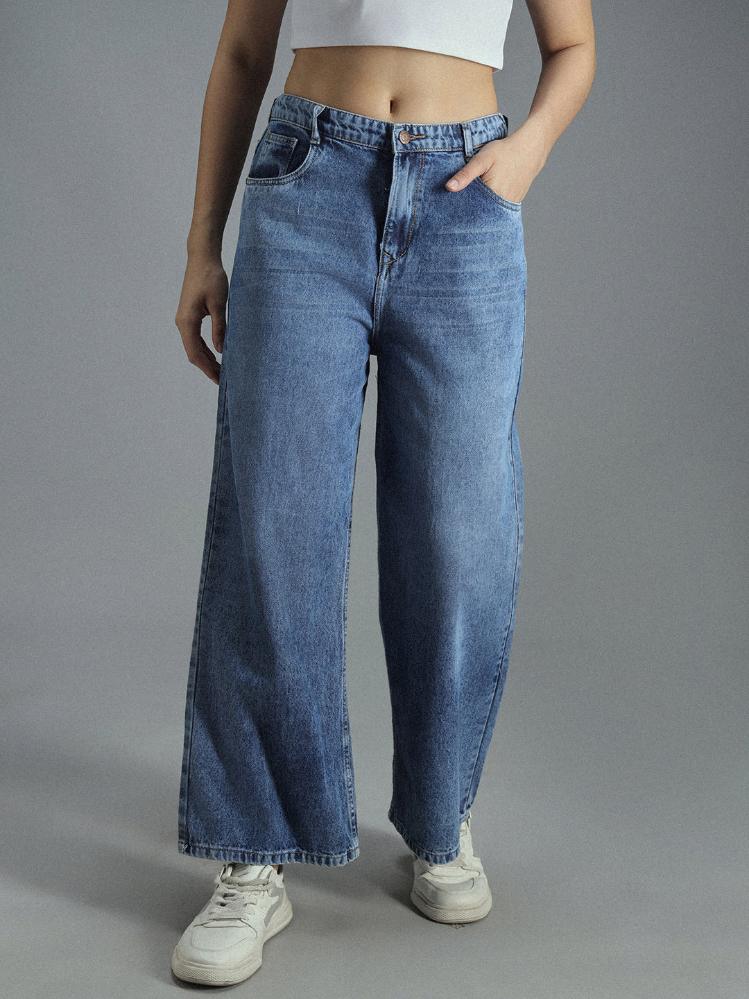 Women 90s Baggy Stretchable Cotton Jeans