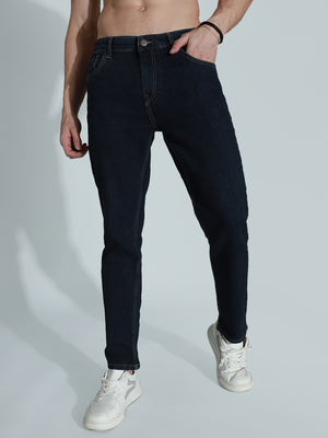 Men Straight Fit Mid-Rise Clean Look Stretchable Jeans