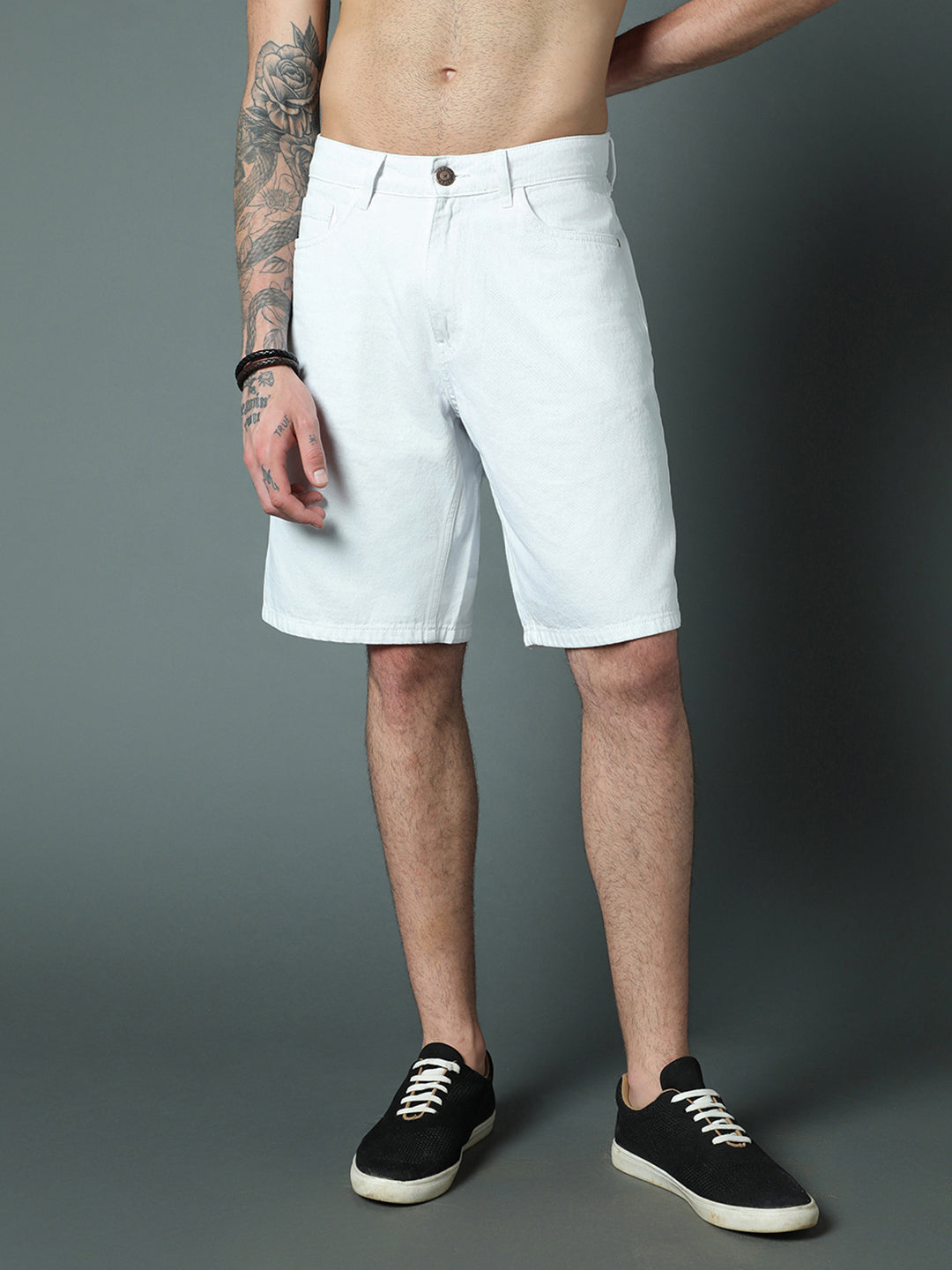 Men Mid-Rise Loose Fit Pure Cotton Chino Shorts