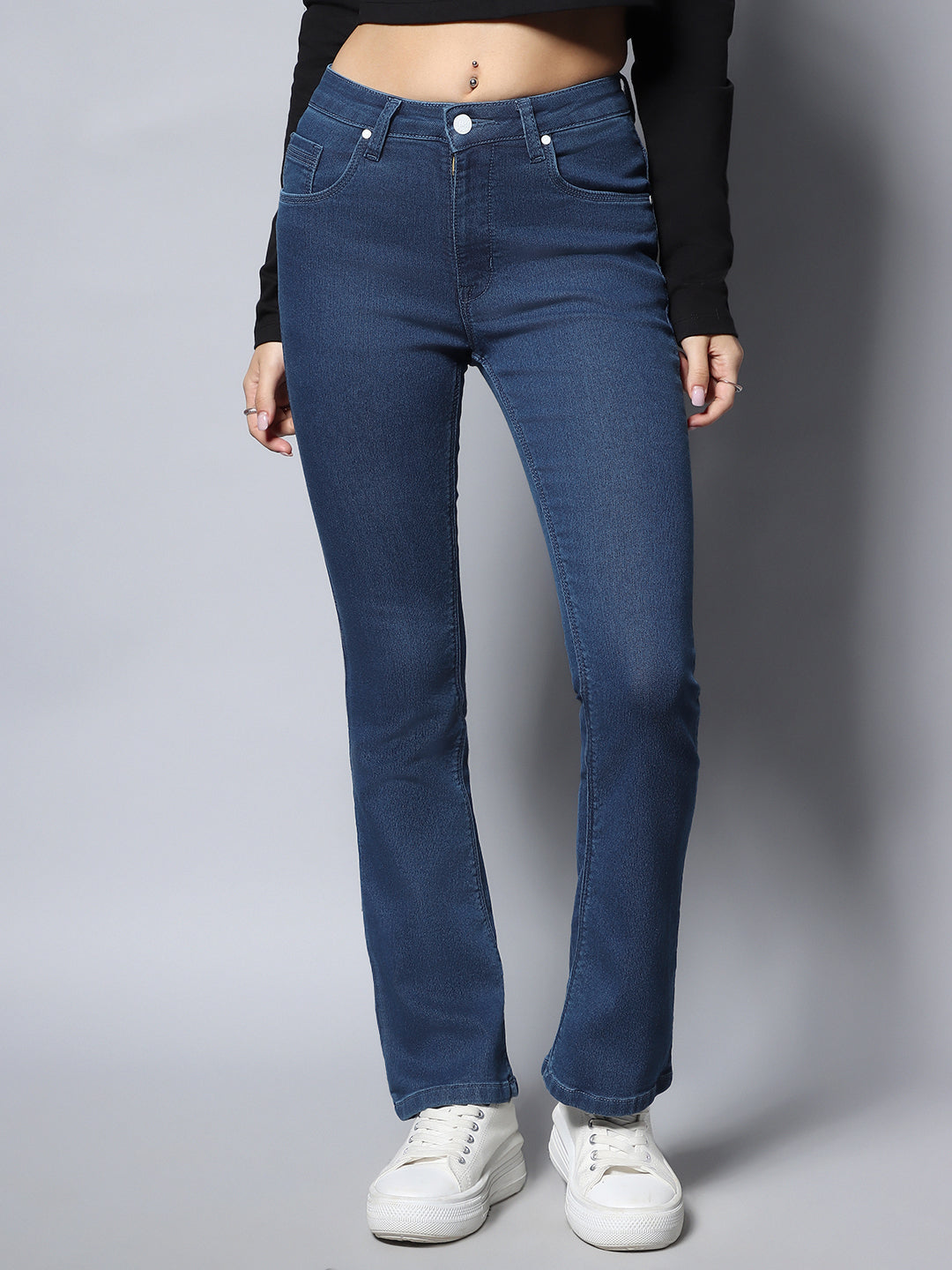 Women Blue Bootcut High-Rise Jeans