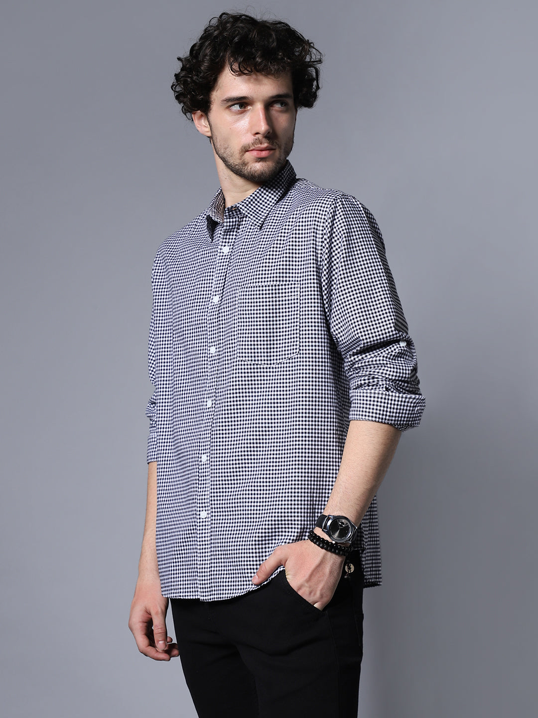 Classic Regular Fit Micro Checked Pure Cotton Casual Shirt