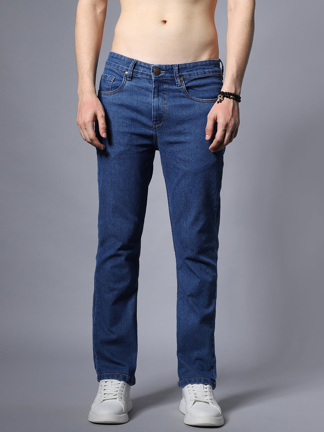 Men Straight Fit Clean Look Light Fade Stretchable Jeans