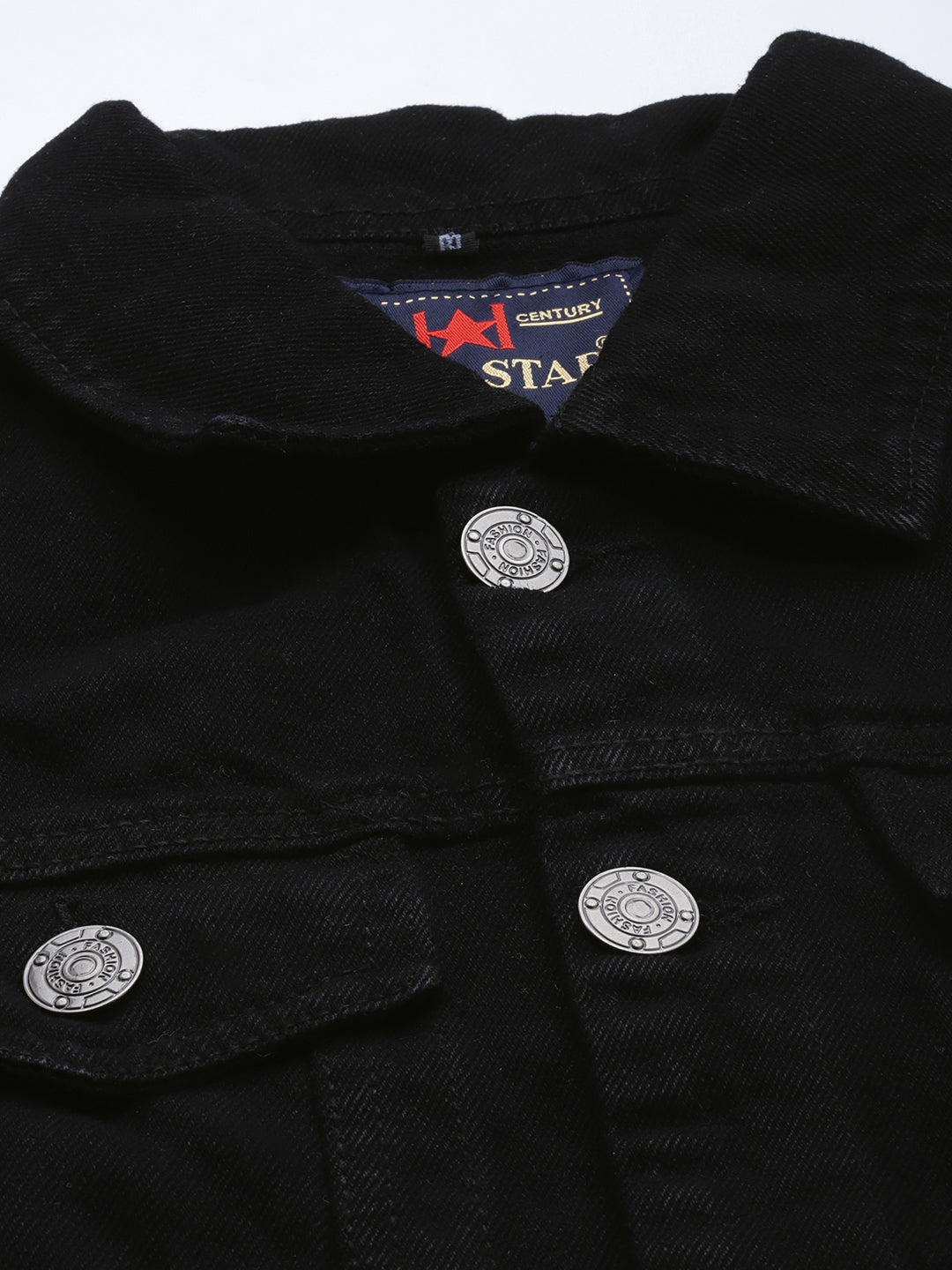 Men Black Solid Denim Jacket