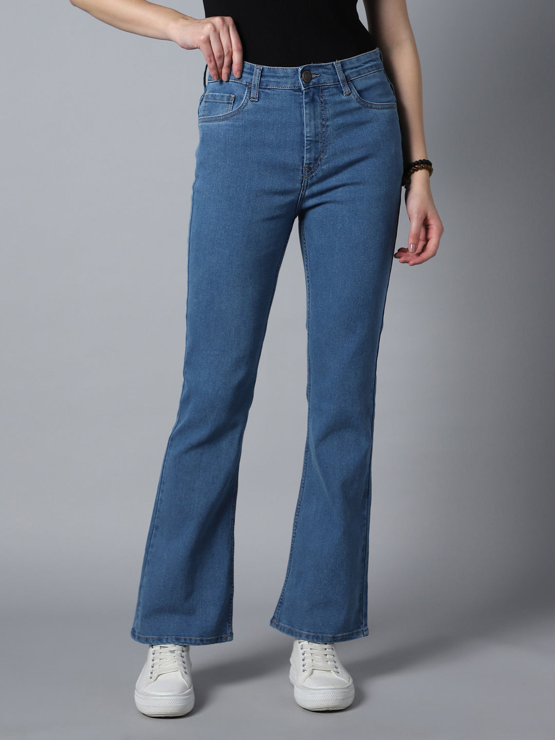 Women Bootcut High-Rise Clean Look Stretchable Jeans