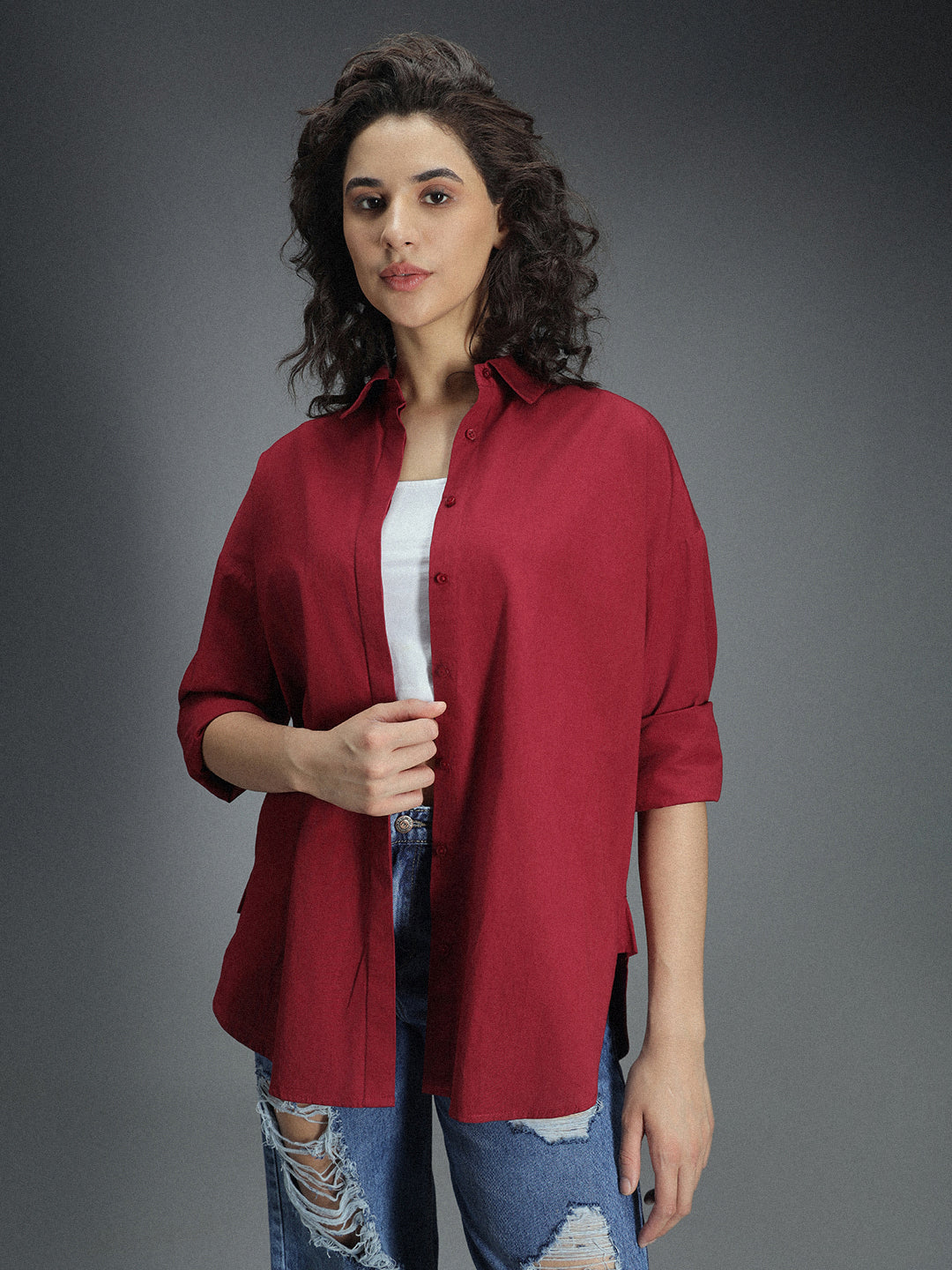 Classic Oversized Drop-Shoulder Sleeves Pure Cotton Casual Shirt