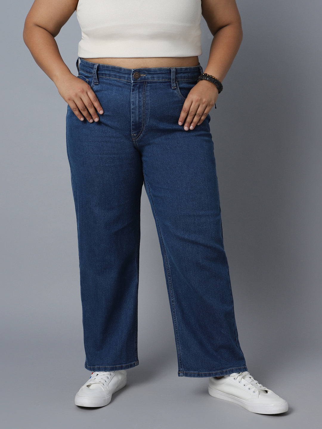 Women Plus Size Blue High-Rise Stretchable Jeans