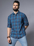 Men Blue Classic Opaque Checked Casual Shirt