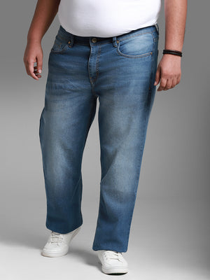 Plus Size Men Mid-Rise Light Fade Stretchable Jeans