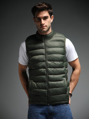 Mock Collar Sleeveless Puffer Jacket