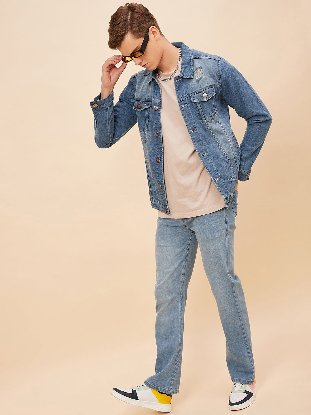 Men Blue Bootcut Mid-Rise Light Fade Stretchable Jeans