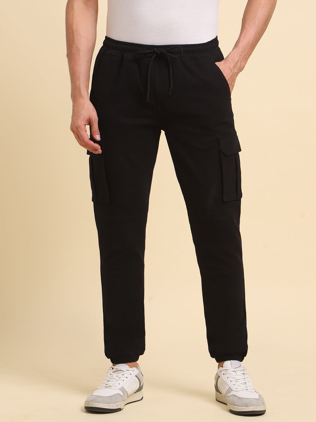 Men Mid Rise Woven Cargo Trousers