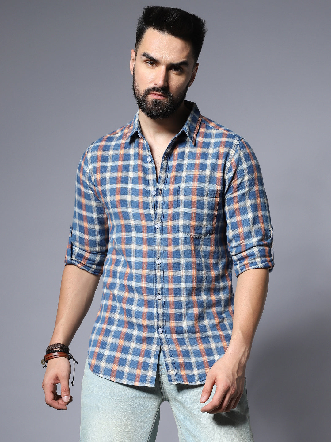 Classic Tartan Checks Opaque Cotton Casual Shirt