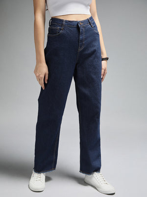 Women Straight Fit High-Rise Clean Look Stretchable Jeans