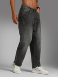 Men Wide Leg Mid-Rise Light Fade Clean Look Cotton Jeans