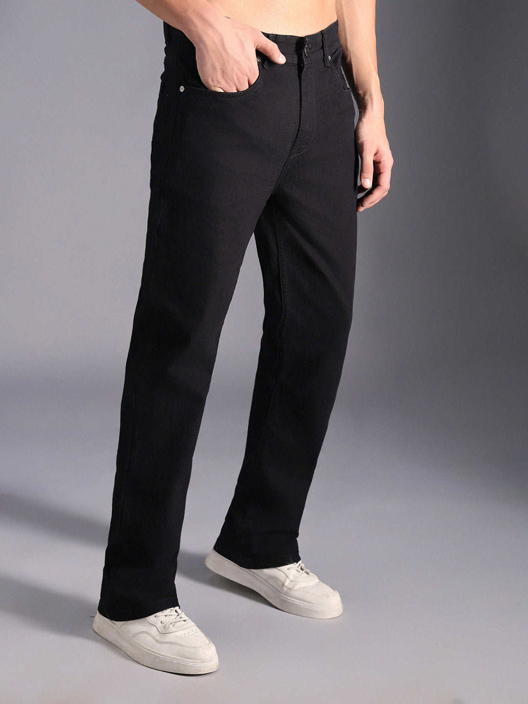 Men Wide Leg Mid-Rise Light Fade Stretchable Jeans