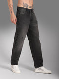 Men Wide Leg Mid-Rise Mildly Distressed Light Fade Cotton Jeans