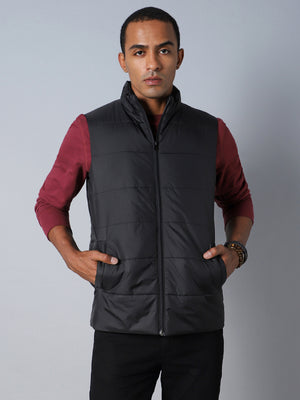 Mock Collar Sleeveless Padded Jacket