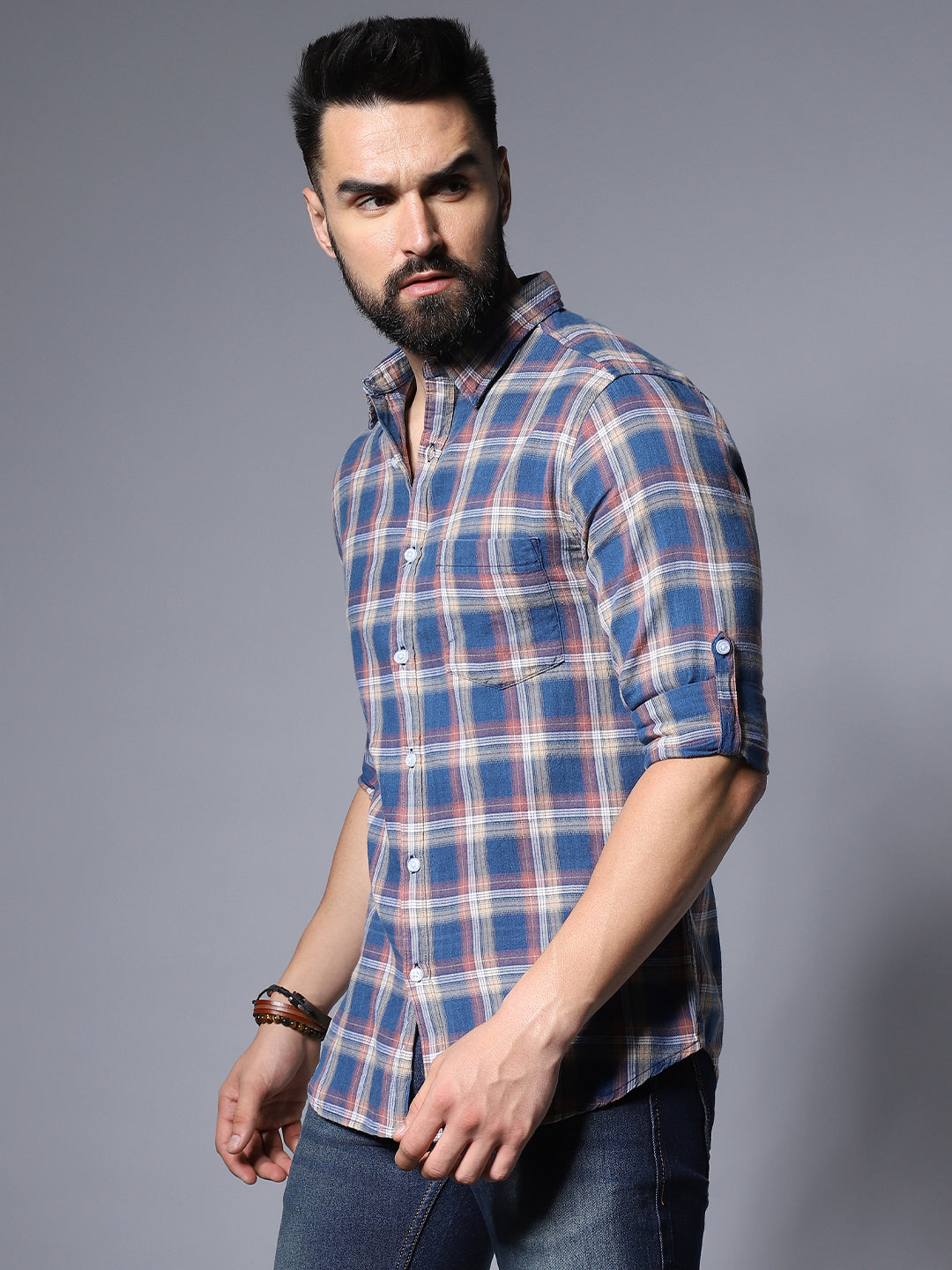 Classic Regular Fit Tartan Checked Pure Cotton Casual Shirt