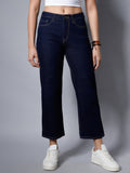 Women Blue Dad Fit High-Rise Clean Look Stretchable Jeans