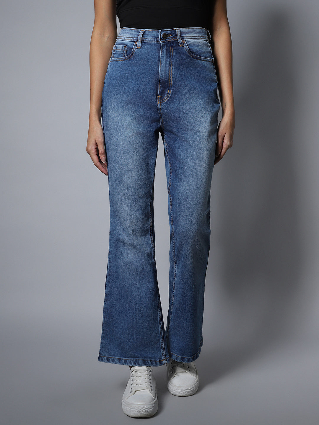 Women Blue Stretch Flare Fit Jeans