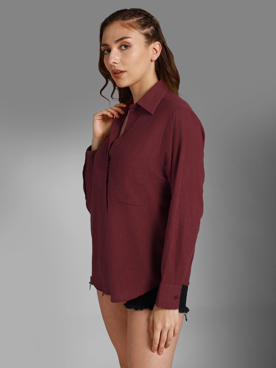 Classic Spread Collar Long Sleeves Cotton Casual Shirt