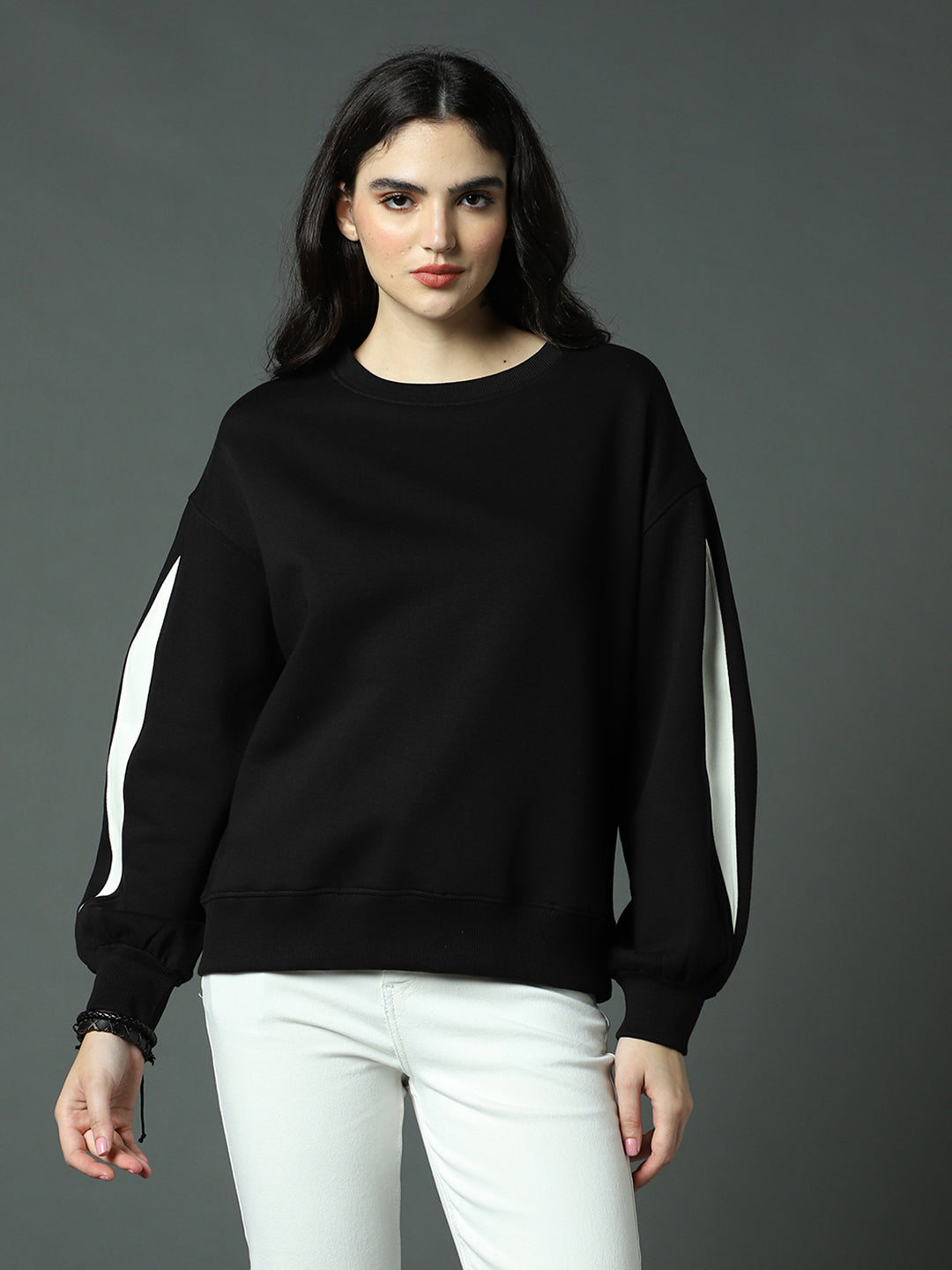 Round Neck Full Sleeves Ribbed Pullover