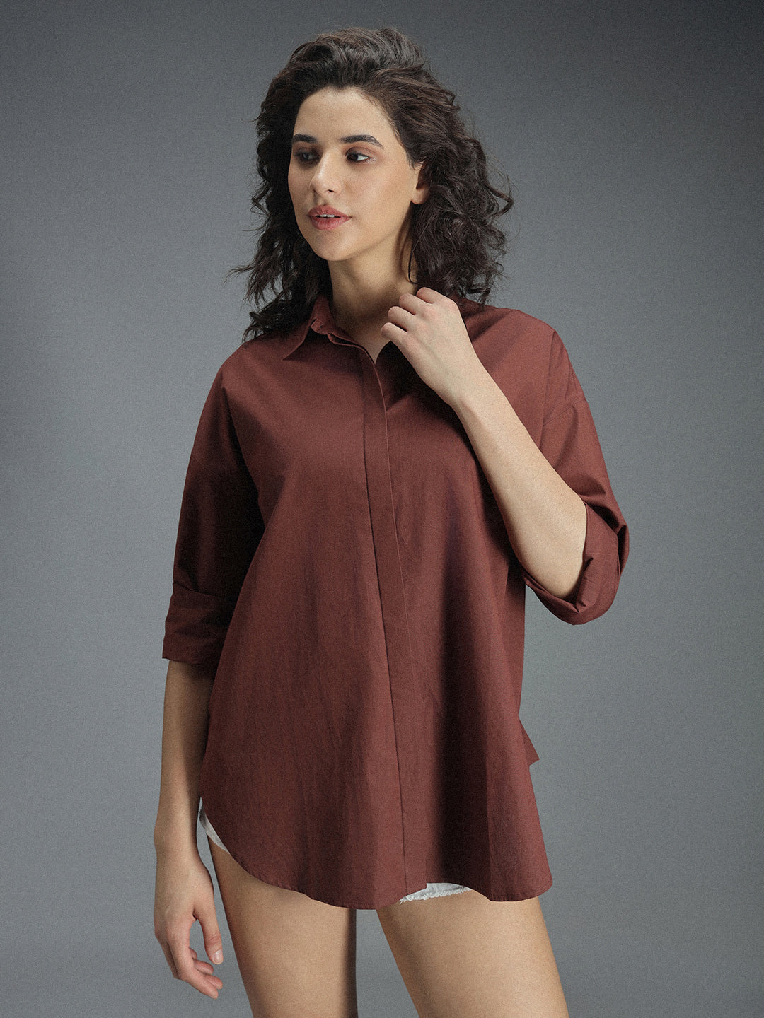 Classic Oversized Drop-Shoulder Sleeves Pure Cotton Casual Shirt