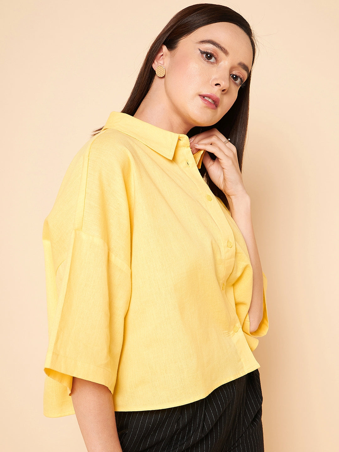 Oversized Solid Cotton Casual Shirt