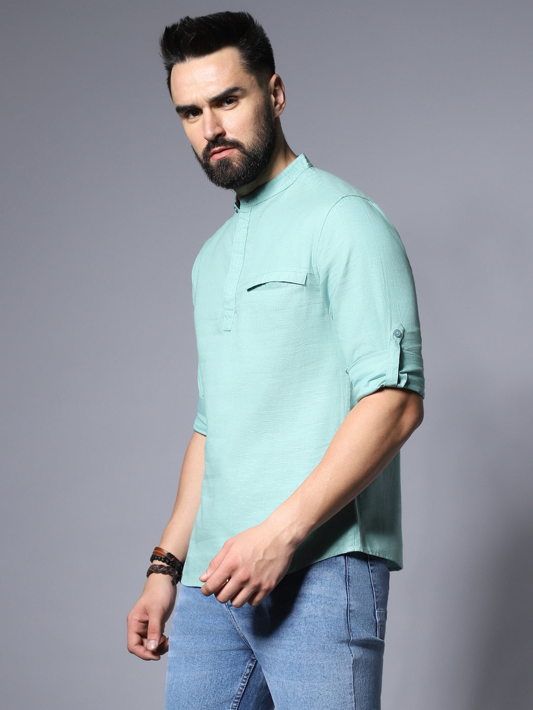 Green Classic Opaque Casual Shirt