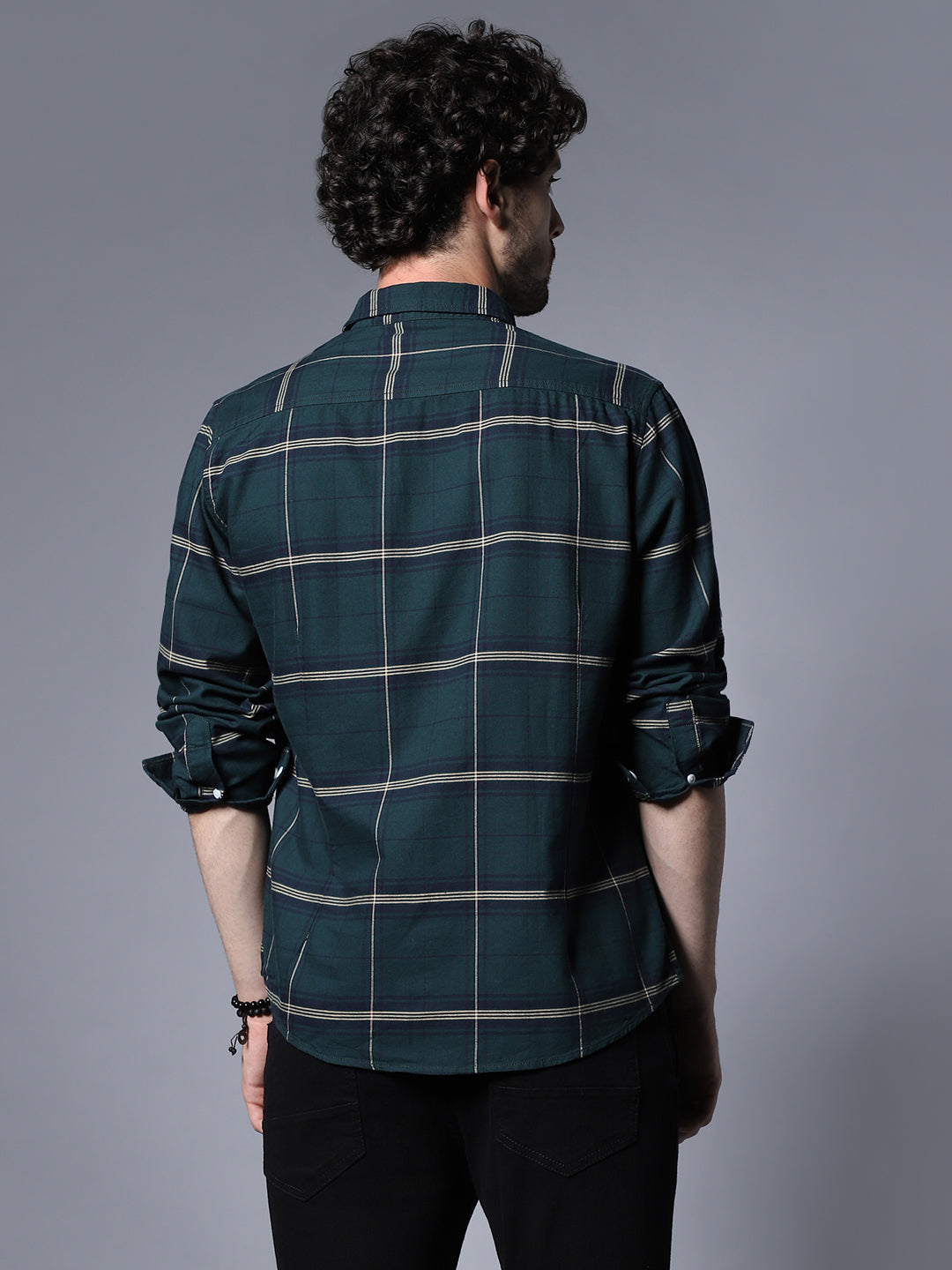 Classic Windowpane Checks Opaque Pure Cotton Casual Shirt