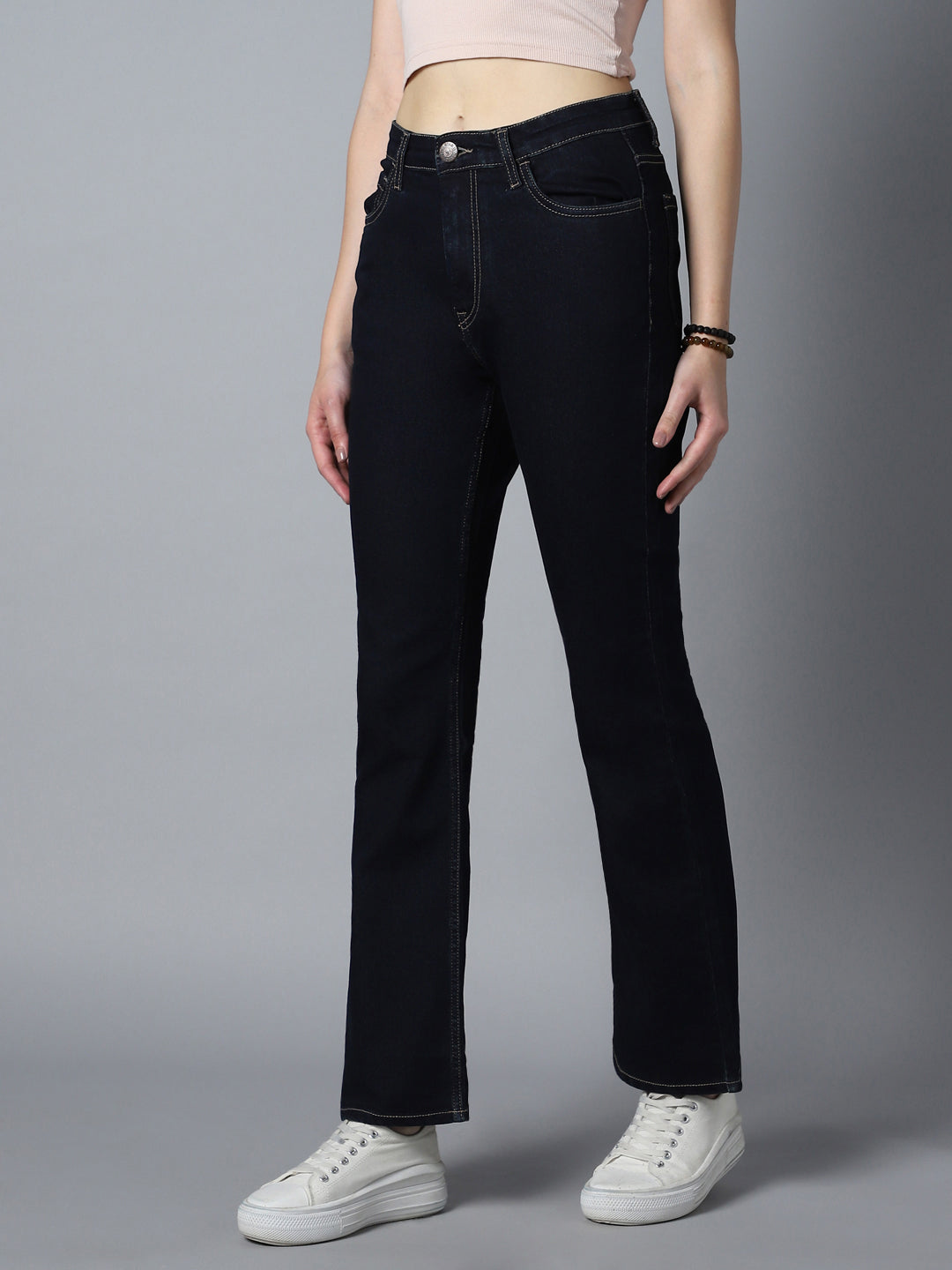 Women Bootcut High-Rise Clean Look Stretchable Jeans