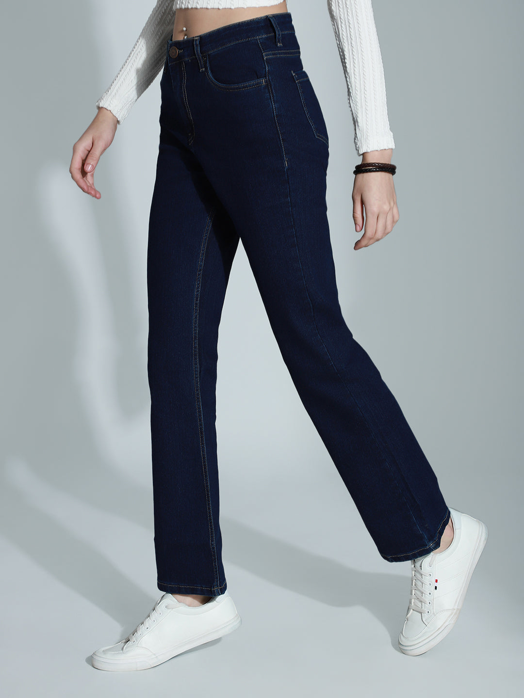 Women Bootcut High-Rise Clean Look Stretchable Jeans